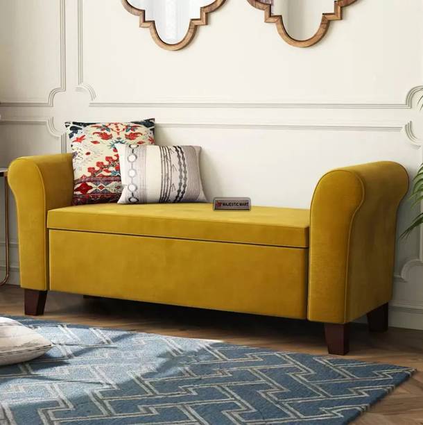 MAJESTIC MART Versatile Plain Settee 2 Seater Sofa - Ottoman Bench for Livingroom/Home/Office Solid Wood Settee