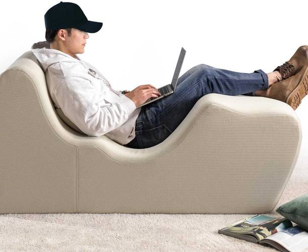 Soul Light Art Sheesham wood Sofa Chaise Pillow Included for Relaxation and Yoga Beige Engineered Wood Diwan