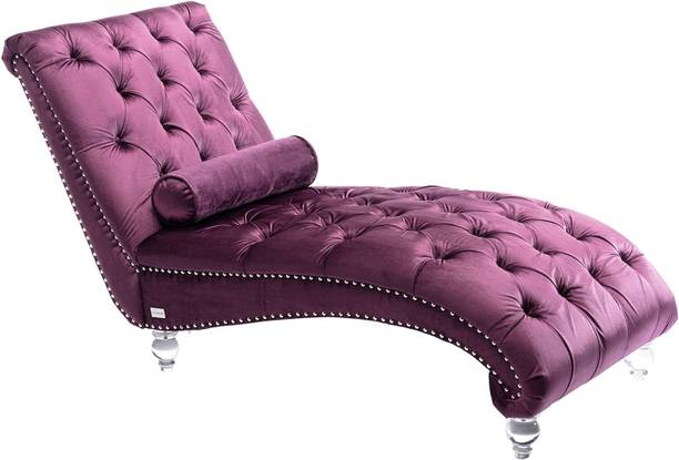 Soul Light Art Velvet Chaise Lounge Chair with Toss Pillow,Upholstered Tufted Buttons Solid Wood Settee