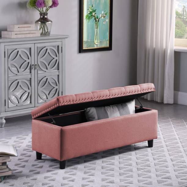 CRUZ INTERNATIONAL Premium Wooden Fabric Ottoman Bench for Seating & Storage Solid Wood Settee