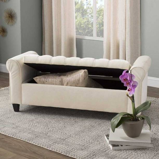 TFS Modern Armrest Tufted Settee with Storage Box 2 setter For Bedroom/Livingroom Solid Wood Settee