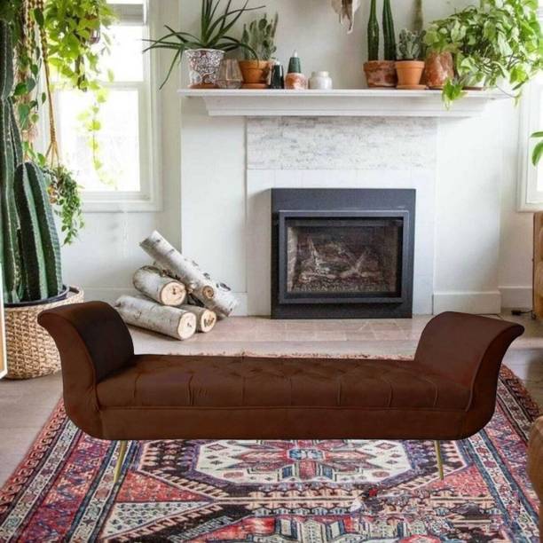 TFS Luxury Cordelia Bench tufted button velvet fabric 2 seater Solid Wood Settee
