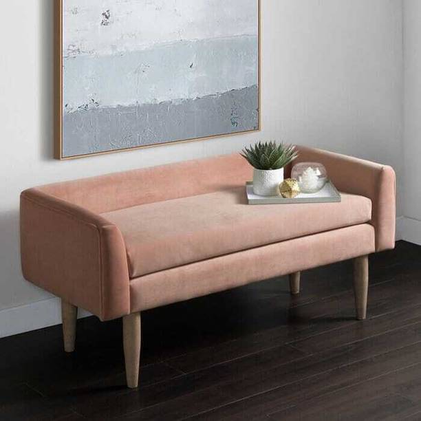 TFS Luxurious Velvet Bench With Back and Armrest for Bedroom/Living room 3 seater Solid Wood Settee