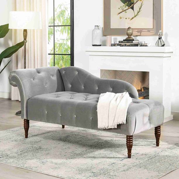 India wood mart Chesterfield-style chaise longue/couch sofa armchair chaise sofa Grey Engineered Wood Diwan