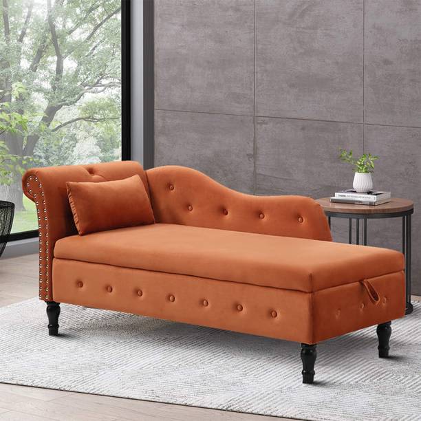TFS Tufted Roll Arm Chaise Lounge/Sofa with box 2 Seater For Home And Living Room Solid Wood Settee