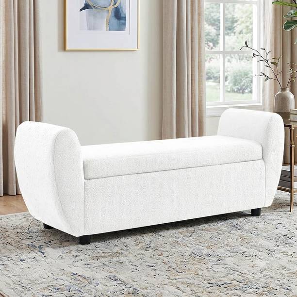 Wu Dtimber Upholstered End-of-Bed Bench with Hidden Storage | White Foam Settee