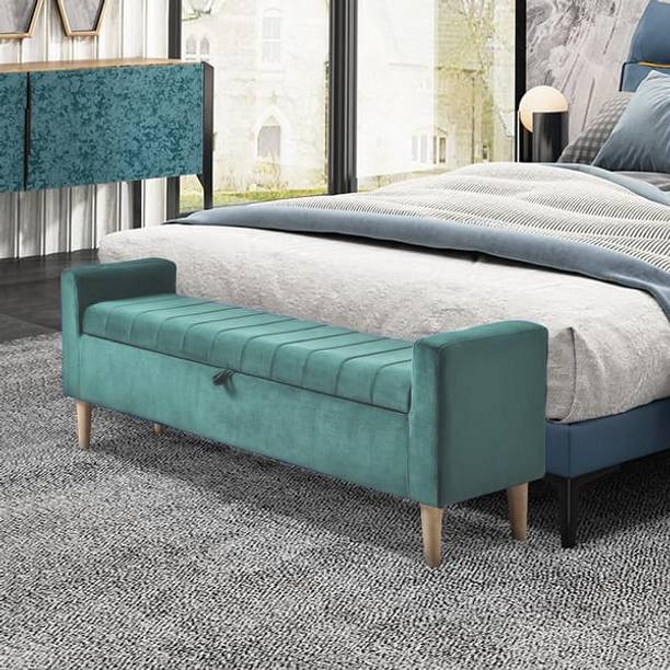 MAJESTIC MART Luxurious 2 Seater Italian Cushion Design Bench For Bedroom/Livingroom/Office Solid Wood Settee