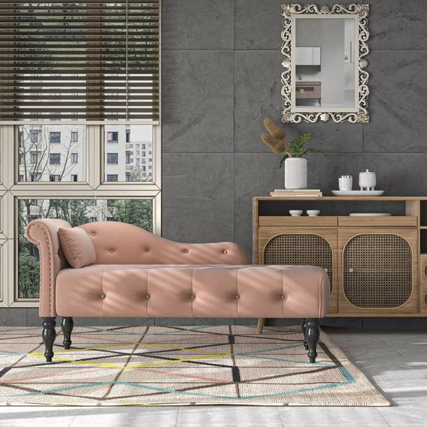 TFS Tufted Roll Arm Chaise Lounge/Sofa with box 2 Seater For Home And Living Room Solid Wood Settee