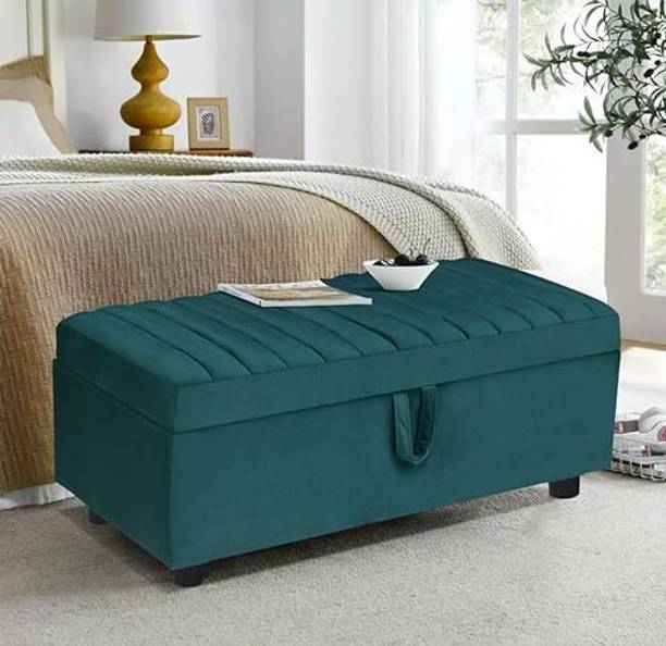 MAJESTIC MART Ottoman Velvet Storage Bench 2 Seater Sofa Bench with Storage for Living Room Solid Wood Settee