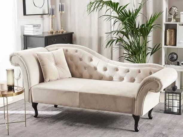 India wood mart Chesterfield Chaise Lounge Couch Button Tuffted Fabric Diwan