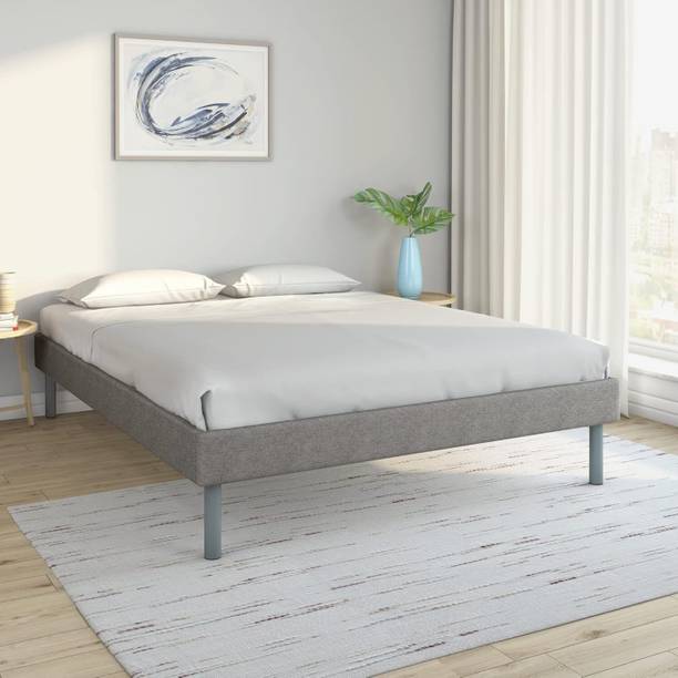 Worldwood Velvette King Size Bed Without Storage Velvette Upholstered Corners Solid Wood Diwan