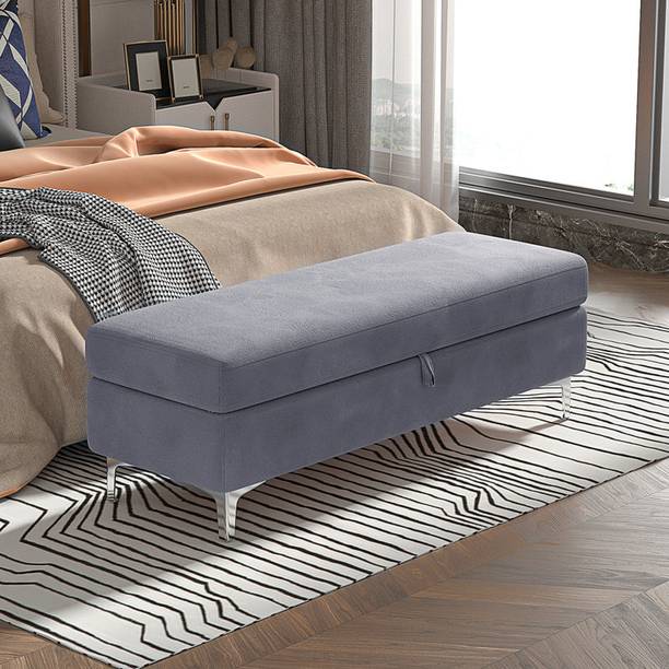 TFS Stylish Flip Top Storage Bench with Beautiful steel legs Solid Wood Settee