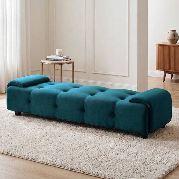 Wu Dtimber Velvet Fabric Upholstered End-of-Bed Bench | Modern Lounge Seating Bench Engineered Wood Settee