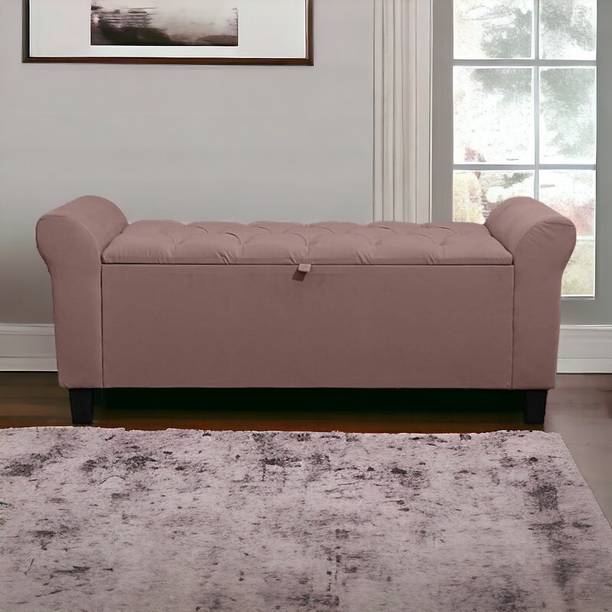 CRUZ INTERNATIONAL Velvet Fabric Ottoman Bench Couch with storage for Room & Office Solid Wood Settee