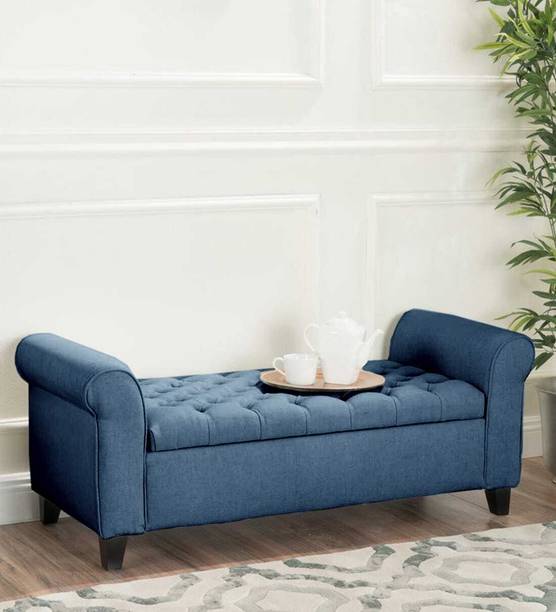 MAJESTIC MART Button-Tufted Storage Ottoman Couch pouffe for Bedroom, Entryway, Living Room Solid Wood Settee