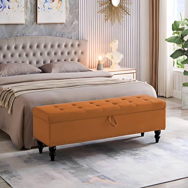 TFS Golden Nail-Head Tufted Sofa/Settee 3 Seater with Storage Box For Bedroom/Living Foam Settee