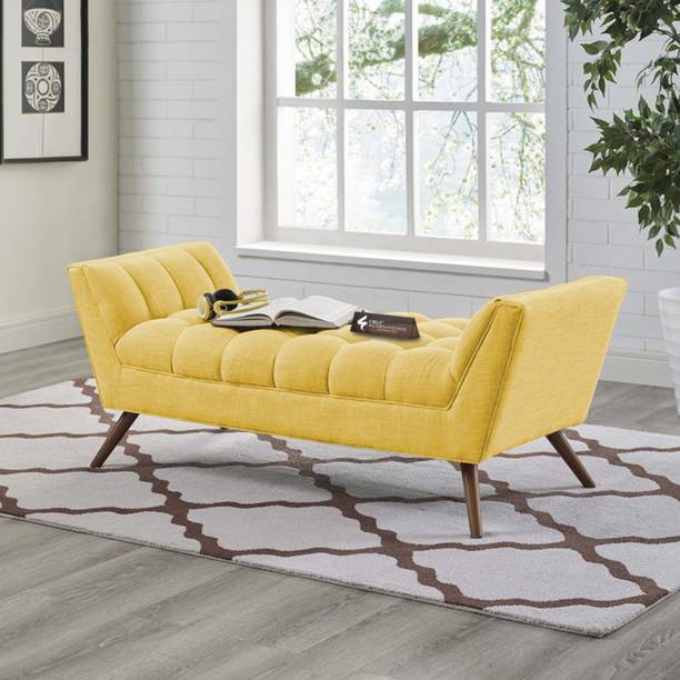 CRUZ INTERNATIONAL Ottoman 3-Seater Sofa Bench - Comfortable Fabric Couch for Living Room & Bedroom Solid Wood Settee