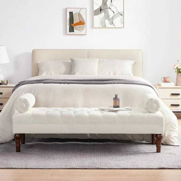 Soul Light Art Ottoman Bench with Arms, 60.2" Velvet End of Bed Bench for Bedroom Fabric Settee