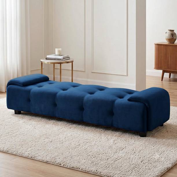 Wu Dtimber Velvet Fabric Upholstered End-of-Bed Bench | Modern Lounge Seating Bench Engineered Wood Settee