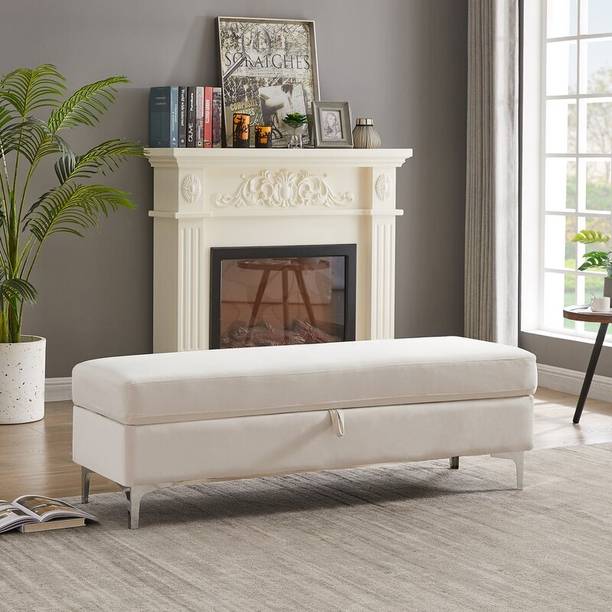 TFS Stylish Flip Top Storage Bench with Beautiful steel legs Solid Wood Settee