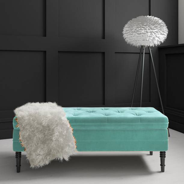 TFS Flip-Top Tufted Button Bench Settee with Storage Box For Bedroom/Office 2 seater Solid Wood Settee