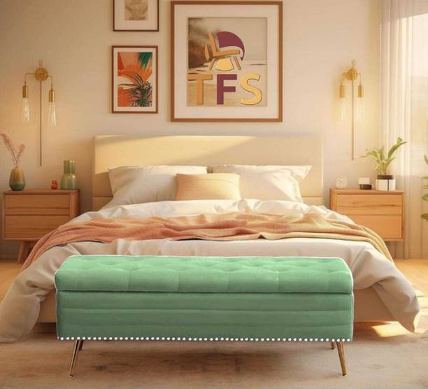 TFS Nail Rivet Bench/settee with Storage Box 2 seatter For Bedroom/Livingroom/office Solid Wood Settee