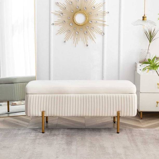 TFSMart Classic Lining Tufted Cushion Design 2 Seater Bench/Ottoman /Sofa For Home Solid Wood Settee