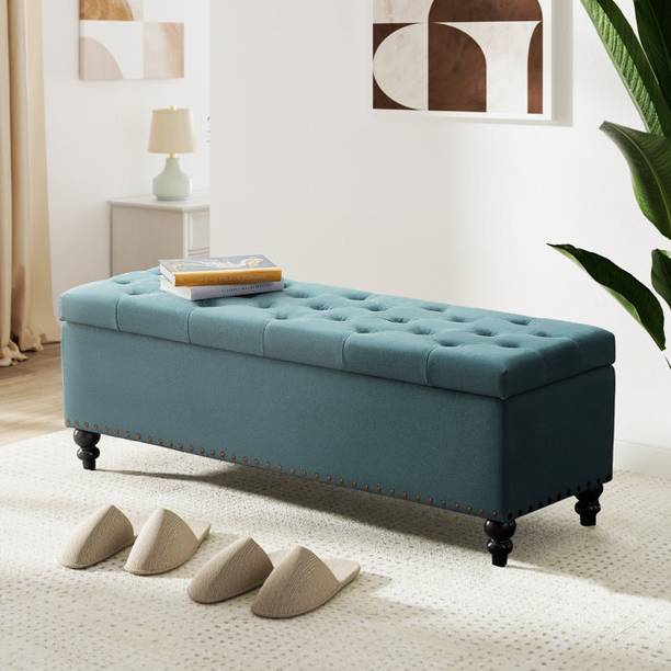 TFS Royal Velvet Fabric Button Tufted 2 Seater Settee/Sofa for Bedroom/Living Room Solid Wood Settee