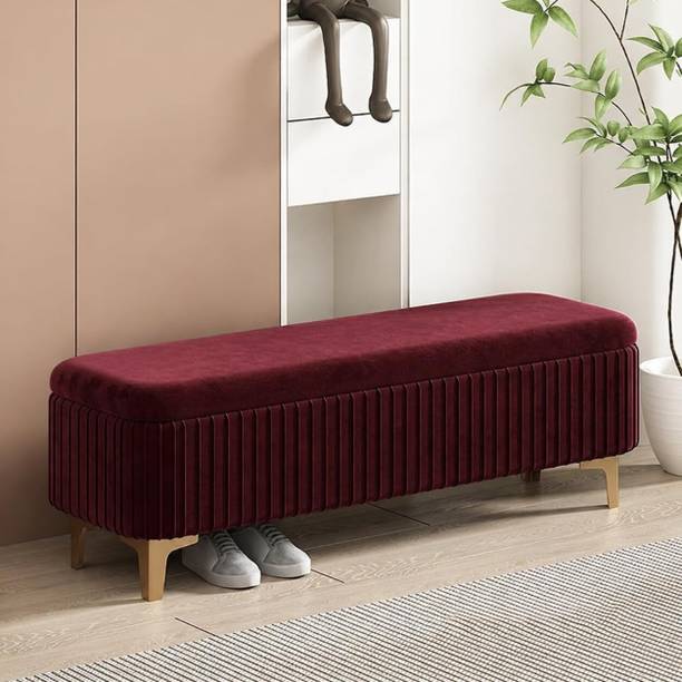 Wu Dtimber Upholstered Seating Bench with Hidden Storage Modern Bedroom Living Room Bench Engineered Wood Settee