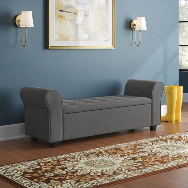 MAJESTIC MART Sofa Ottoman 2 Seater Chaise Lounger Pouffe for LivingRoom/Bedroom/Office Solid Wood Settee