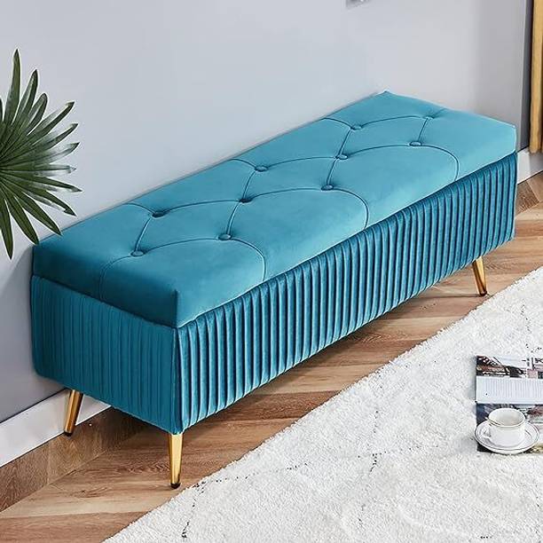MAJESTIC MART Modern Velvet Storage Bench 2 Seater Sofa Settee For Living Room/Bedroom/Office Solid Wood Settee