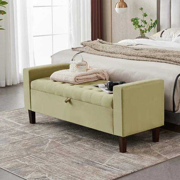 TFS Royal Premium Velvet Fabric Tufted Sofa/Bench 3 Seater for Bedroom/Livingroom Solid Wood Settee