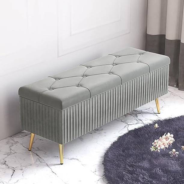 MAJESTIC MART Modern Velvet Storage Bench 2 Seater Sofa Settee For Living Room/Bedroom/Office Solid Wood Settee