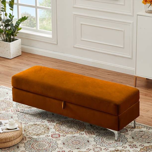 MAJESTIC MART Flip Top Storage Bench with Beautiful steel legs /Settee for Bedroom/Living room Solid Wood Settee