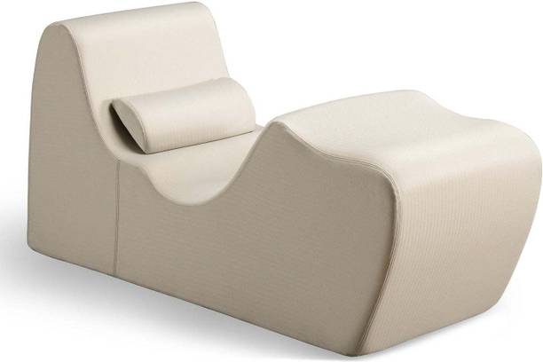 India wood mart Sheesham wood Sofa Chaise Pillow Included for Relaxation Yoga Beige Solid Wood Settee