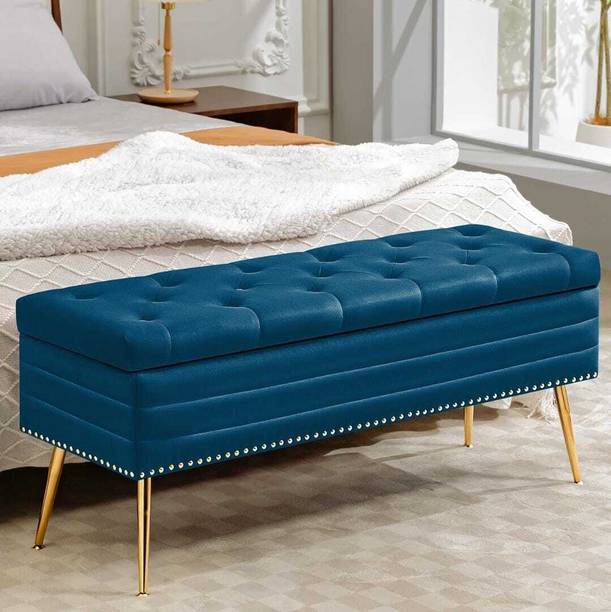 TFS Nail-head Velvet Fabric Tufted 3 seater Bench/Sofa for Bedroom/Living-room Solid Wood Settee