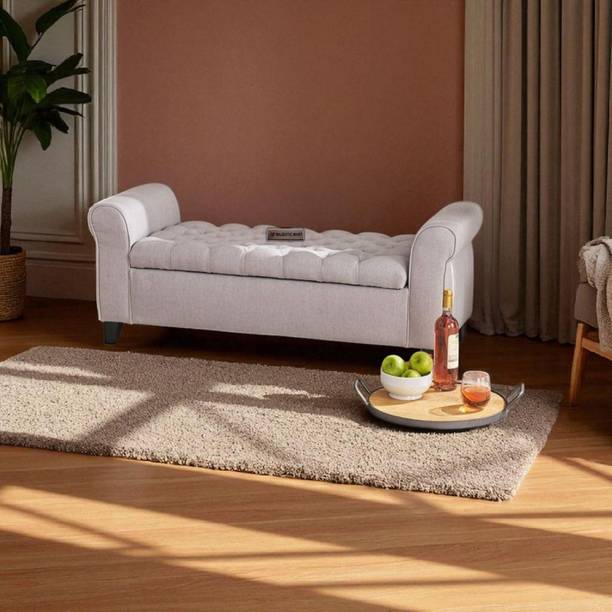 MAJESTIC MART Luxurious 2 Seater Sofa Ottoman Bench - Ideal for Your Home/Livingroom Or Office Solid Wood Settee