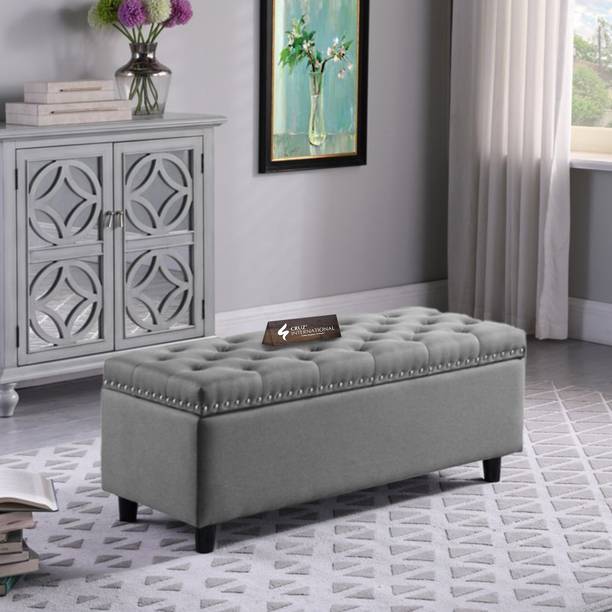 CRUZ INTERNATIONAL Premium Wooden Fabric Ottoman Bench for Seating & Storage Solid Wood Settee