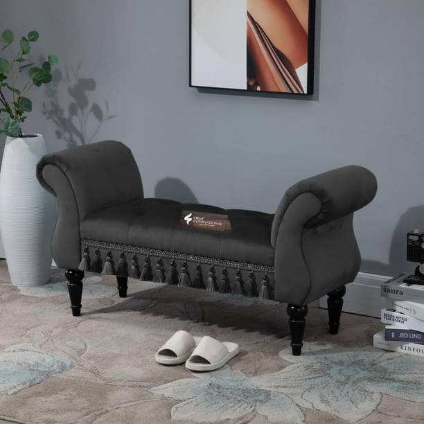 CRUZ INTERNATIONAL Multipurpose Fabric Wood Bench for Living Room and Balcony Solid Wood Settee