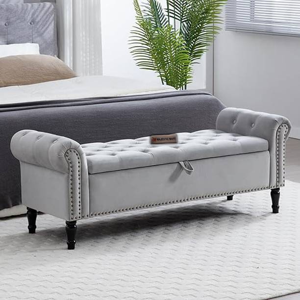 MAJESTIC MART Luxuroius Tufted Storage Ottoman Bench with Arms for Living Room, Entryway, Home Solid Wood Settee