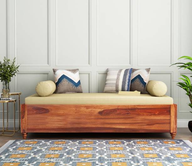 Natrajart and craft Solid Sheesham Wooden Divan Bed with Cushioned Seat | Sofa Couch | Divan Cot Solid Wood Diwan