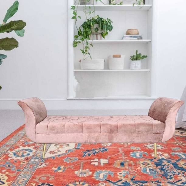 TFS Luxury Cordelia Bench tufted button velvet fabric 2 seater Solid Wood Settee