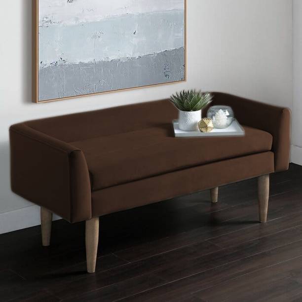 TFS Luxurious Velvet Bench With Back and Armrest for Bedroom/Living room 2 seater Solid Wood Settee