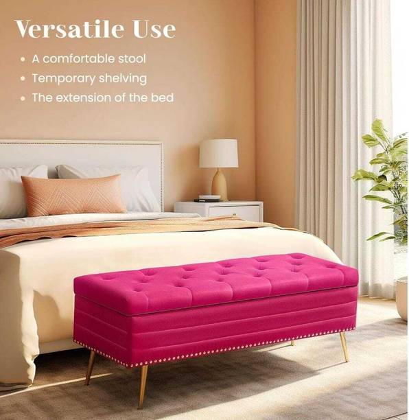 TFS Nail Rivet Bench/settee with Storage Box 2 seatter For Bedroom/Livingroom/office Solid Wood Settee