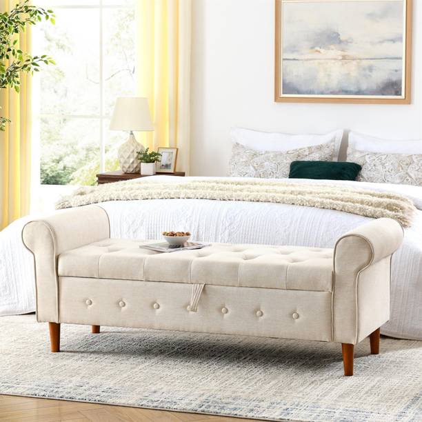 MAJESTIC MART Premium Button Tufted Bench with Storage, Ottoman For Livingroom, Office, Home - Solid Wood Settee