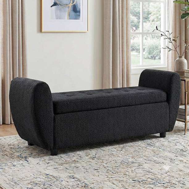 Wu Dtimber Upholstered End-of-Bed Bench with Hidden Storage | White Foam Settee