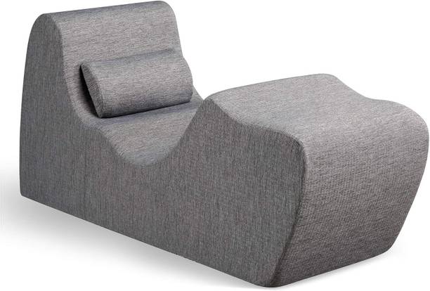 India wood mart Sheesham wood Sofa Chaise Pillow Included for Relaxation Yoga Dark Grey Solid Wood Settee