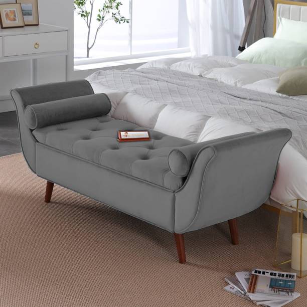TFS Luxurious Velvet Fabric Settee/Sofa with Storage Box For Bedroom, Living room Solid Wood Settee