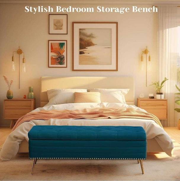 TFS Nail Rivet Bench/settee with Storage Box 2 seatter For Bedroom/Livingroom/office Solid Wood Settee