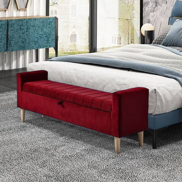 MAJESTIC MART Luxurious 2 Seater Italian Cushion Design Bench For Bedroom/Livingroom/Office Solid Wood Settee